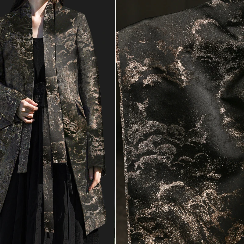 Xiangyun национальный стиль черное золото облачный узор жаккардовый ретро