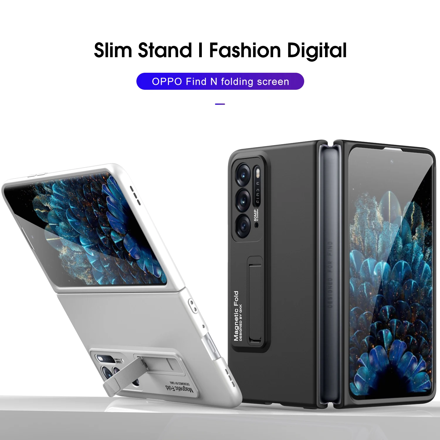 Магнитный чехол для OPPO Find N 5G складной ультратонкий жесткий ударопрочный из