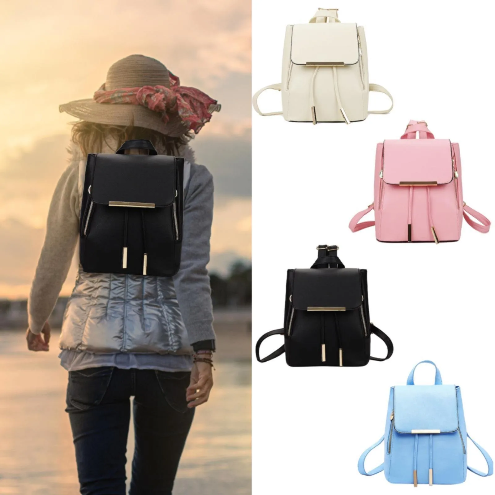

Pu Leather Shoulder Bag School Travel Unisex Shoulder Backpack Casual Multi Function Rucksack For Teenage Mochilas Para Mujer