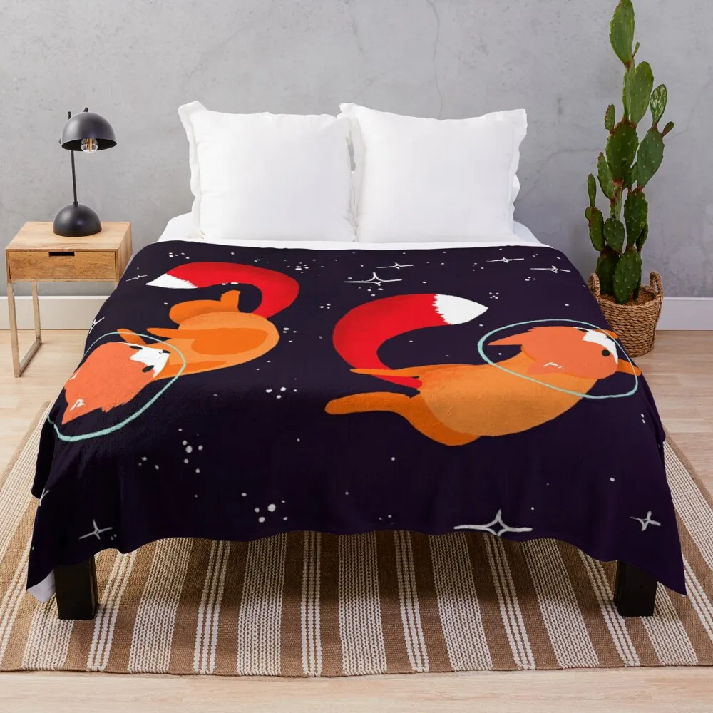 Space Foxes Throw Blanket luxury designer blanket quilt blanket microfiber fabric
