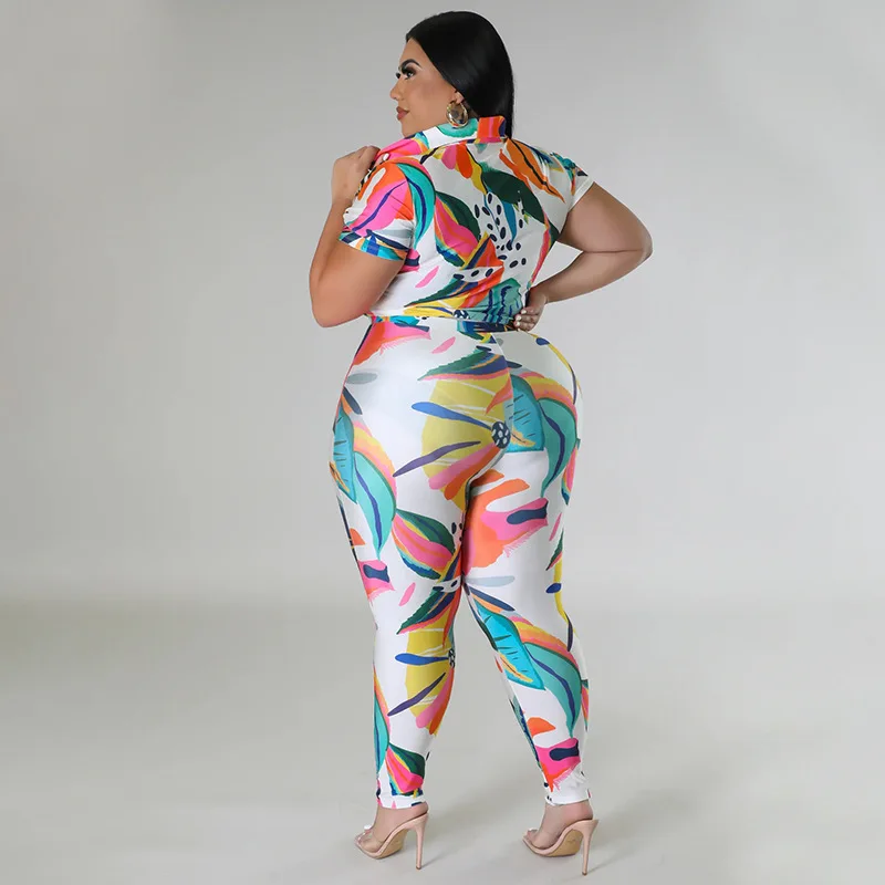 Plus Size Matching Sets Tie Dye Print Tops Shirts And Pants Female Luxury Fashion Blouse Cloth 2023 Summer Women Two Piece Sets