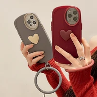 luxury 3d heart wristband phone case for iphone 13 12 11 pro max xr xs simple round lens protector shockproof bumper soft cover
