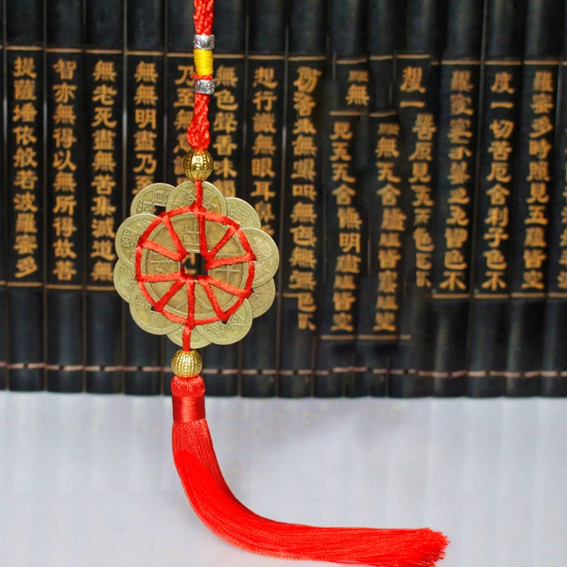 

Consists Of 10 China Copper Coins Chinese Knot Wealth Success Lucky Charm Home Car Decoration Ching Money Cash Collection Gifts