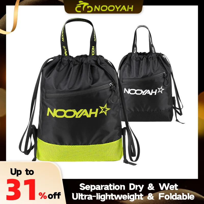 NOOYAH Gym Bag Waterproof Fitness Drawstring Backpack Swimming Bag Widening Wet&Dry Separation Pack Beach Outdoor Sport Backpack
