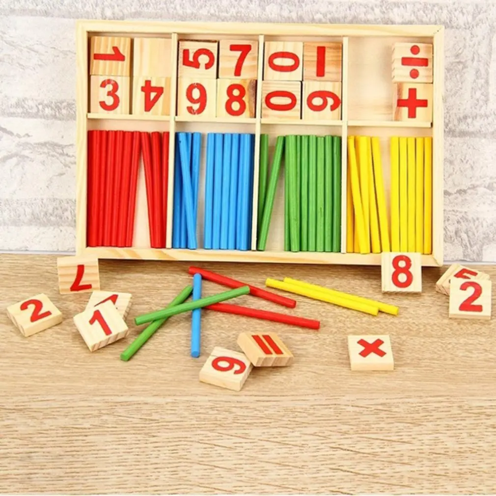 

1set Montessori Wooden Number Math Game Sticks Mathematics Early Learning Counting Educational Toys Children Kids Gifts