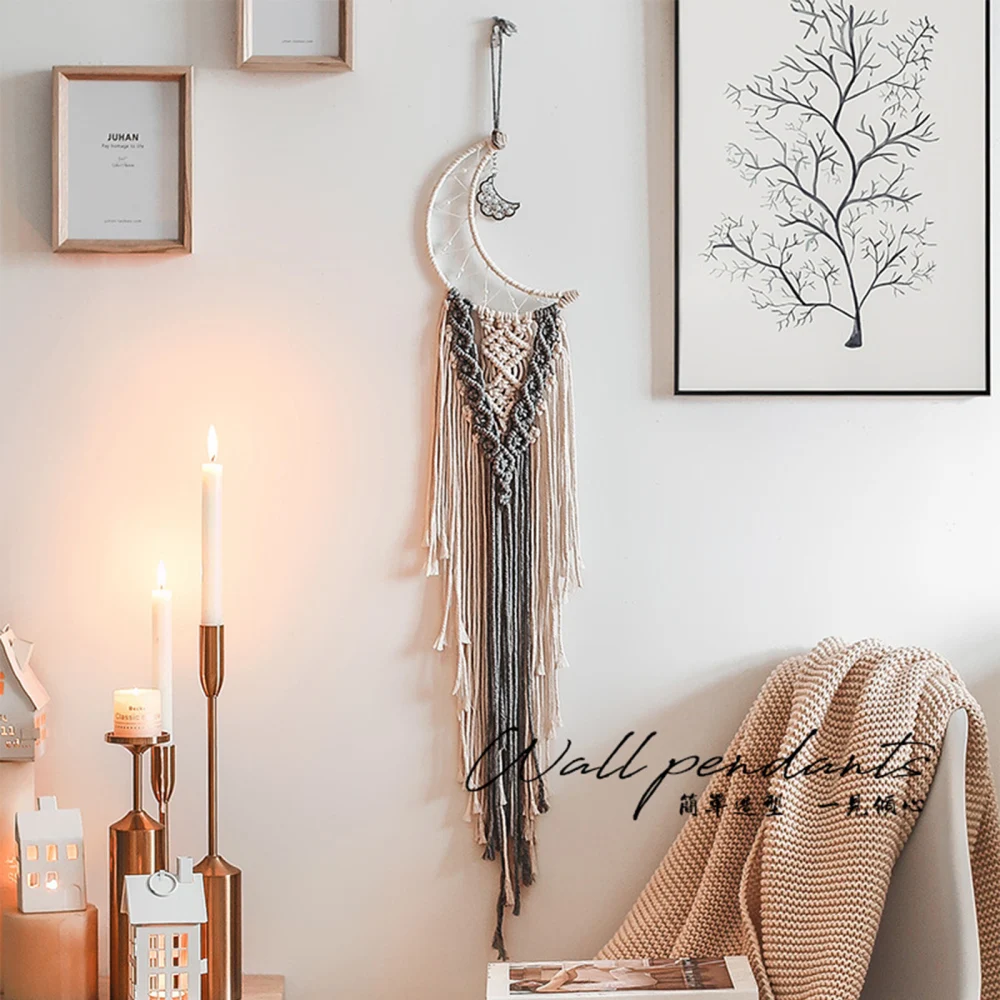 

Tapestry Moon Dream Catchers DIY Home Accessories Boho Cotton Wall Hanging Style Bohemian Living Room Bedroom Decoration New