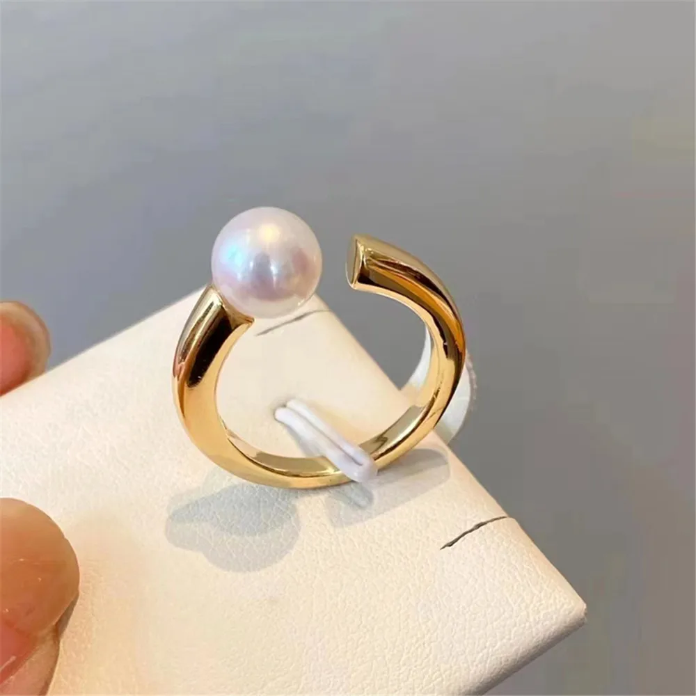 

DIY pearl small accessories S925 sterling silver jewelry light plate gold silver ring empty holder suitable for 7-9mm round bead