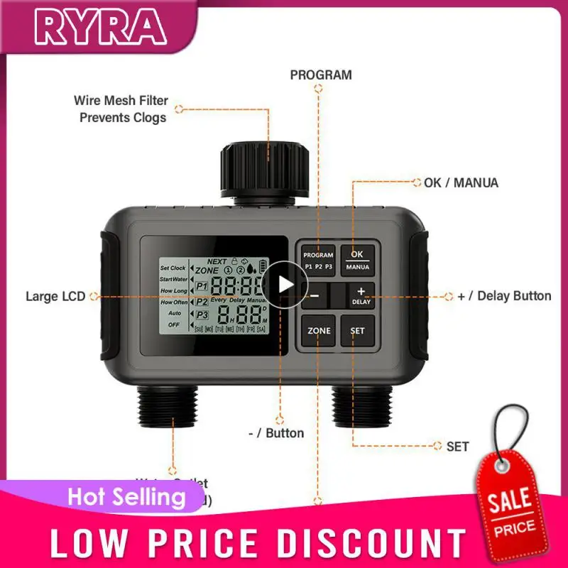

1/2/3PCS Large Screen Display Irrigation Controller Outdoor 2 Zone Programmable Garden Water Timer Automatic Irrigation System