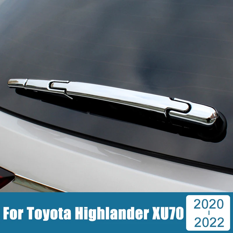 For Toyota Highlander XU70 2020 2021 2022 Carbon Car Rear Trunk Window Wiper Arm Blade Cover Overlay Nozzle Trim Accessories