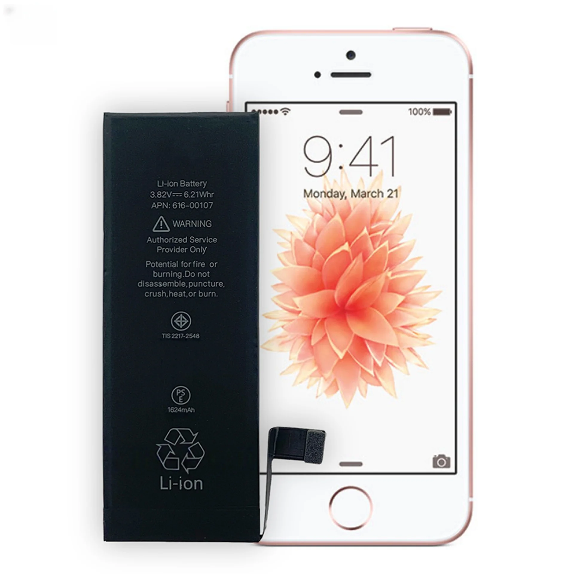 Фото Аккумулятор для мобильного телефона 1624 мАч для APPLE iPhone 5SE/SE 2016 (1-го поколения) A1662 A1723 A1724, литиевая перезаряжаемая батарея №4