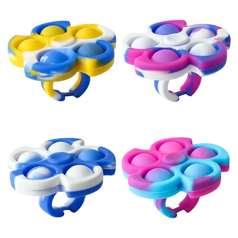 

Pop Spinner Fidget Ring Finger Press Silicone Rotating Push Bubbles Sensory Ring Fidget Toy for Stress Anxiety Relief