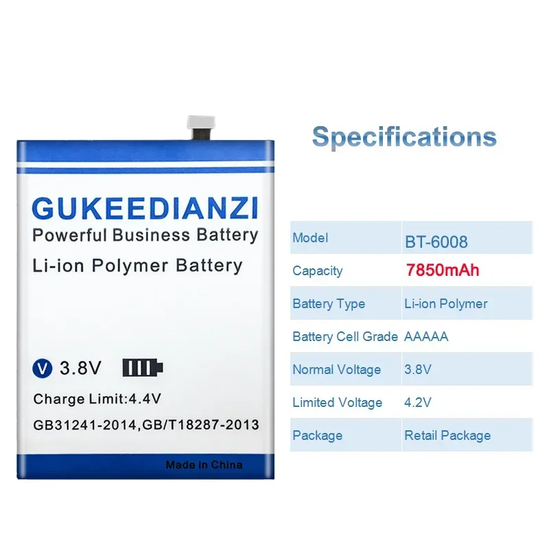 Сменный аккумулятор GUKEEDIANZI BT6008 (BL7000) 7850 мАч для Leagoo BT-6008