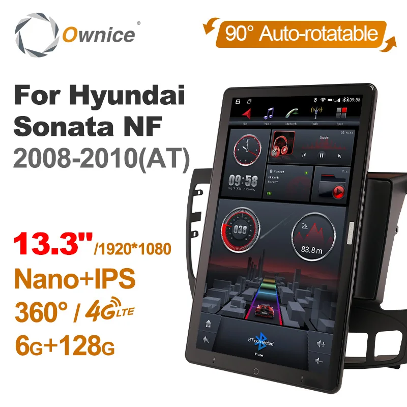

Rotatain 13,3 дюймов 1920*1080 Автомобильный android Радио стерео Мультимедиа для Hyundai Sonata NF 2008-2010 поддержка фронтальной камеры оптоволоконный