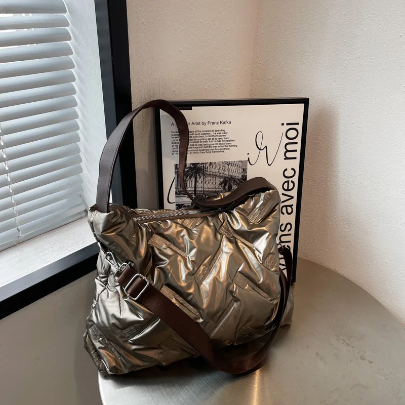 Spring 2023 New Single-shoulder Women's Bag Casual Messenger Carrying Armpit Large-capacity Space Cotton Down Bags Sac A Main