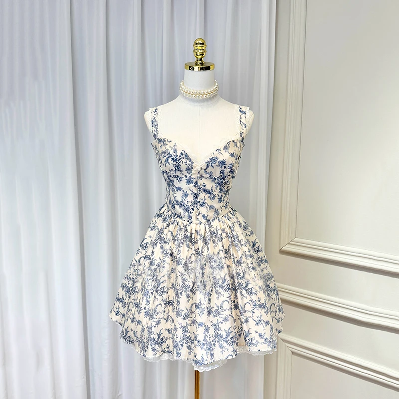 KBQ хит цвета печати сексуальные мини-платья для женщин квадратный воротник без