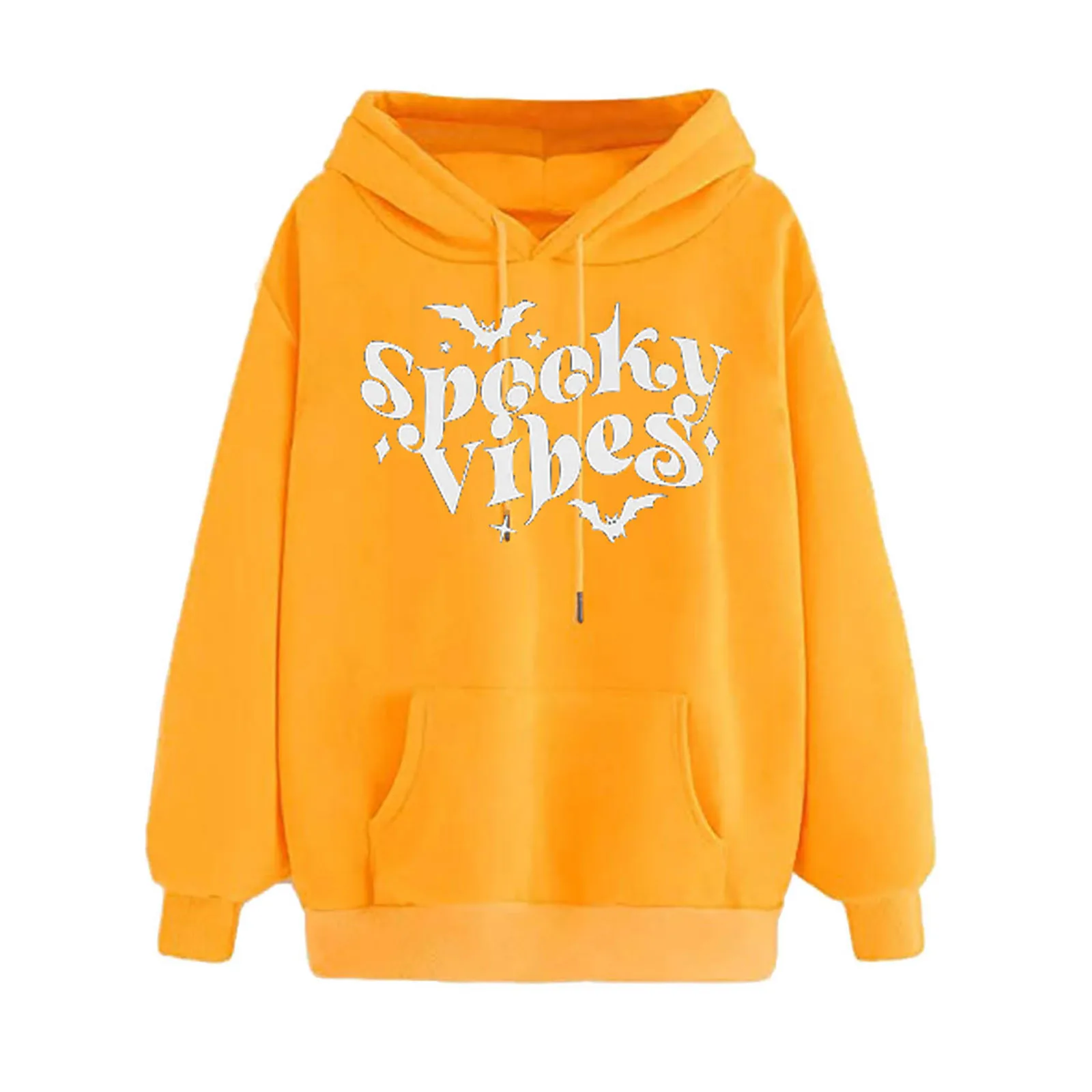 

Women Halloween Letter Print Hoodie Fleece Solid Color Long Pullover For Ladies Female Sleeve Loose Shirt Hoodie Autumn Winter
