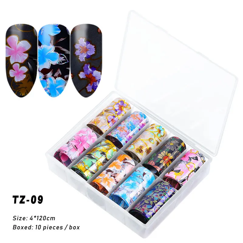 

10 Sheets/box Nail Glitter Leopard Foil Tattoo Holographic Various Pattern Nail Art Polish Gel Foil Stickers Decoration Manicure