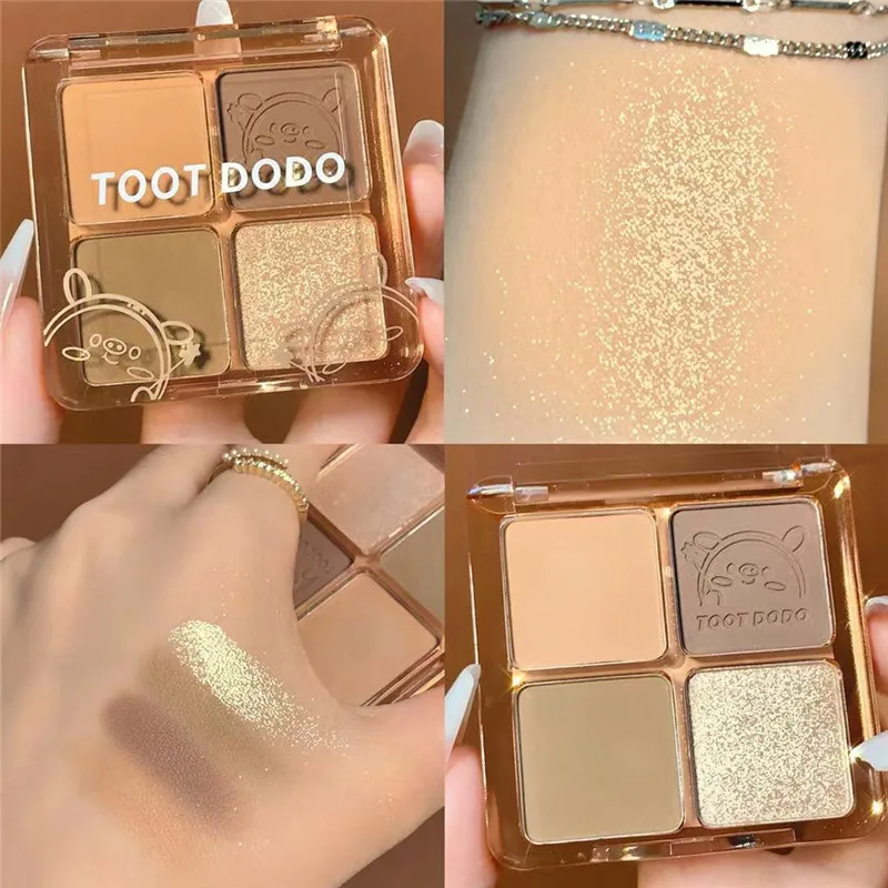 

4 Colors Eyeshadow Matte Pearly Mini Portable Waterproof Lasting Eyeshadow Palette Easy To Use Suitable for Beginners Makeup