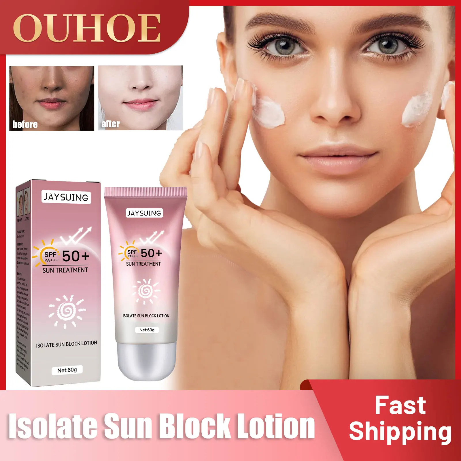 

SPF 50 Isolation Sunscreen Cream Protector Moisture Oil Control Facial UV Protection Refreshing Non Greasy Whitening Sun Block