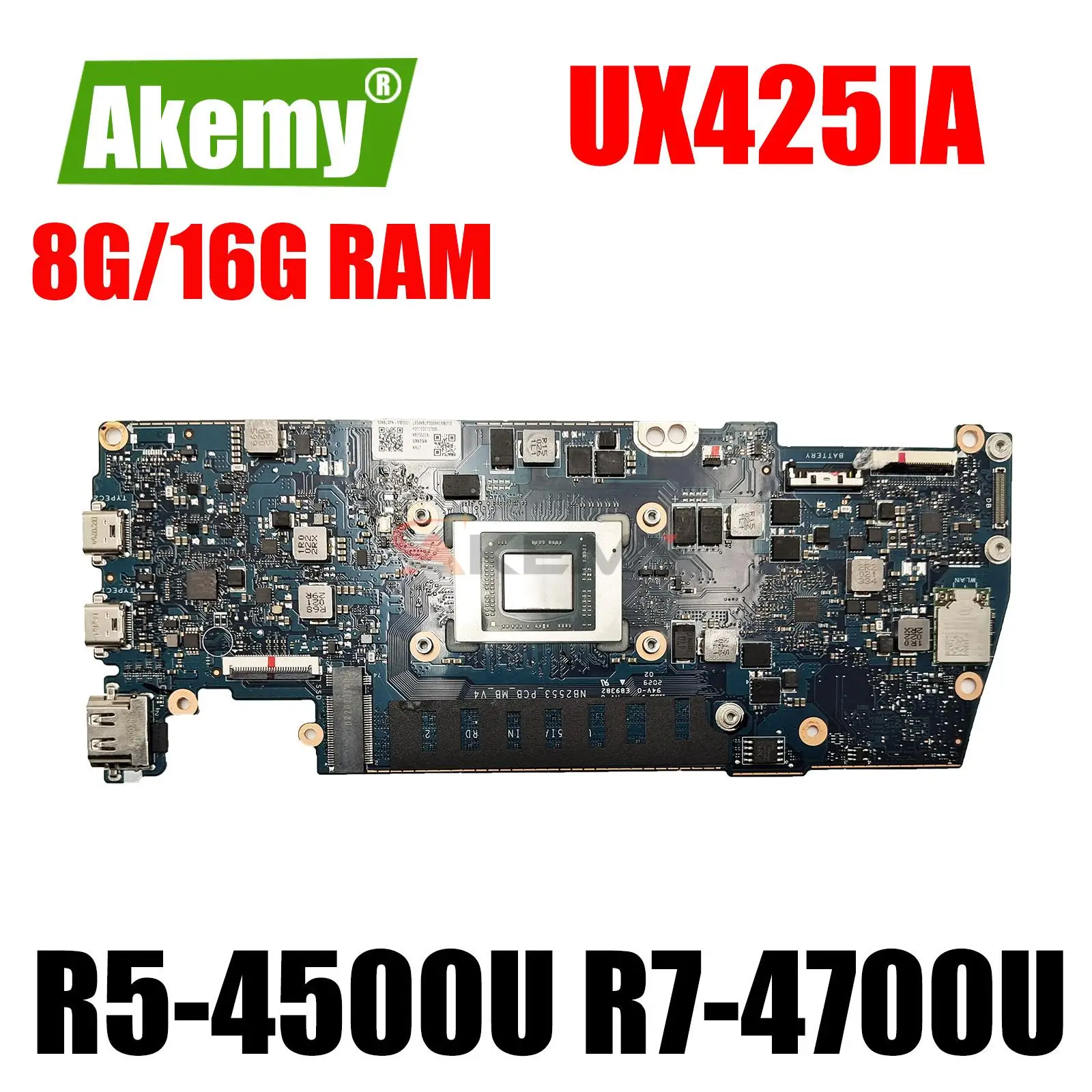 

UX425IA Motherboard For ASUS ZenBook UX425 UX425IA UX425I UM425IA Laptop Mainboard With R5-4500U R7-4700U CPU 8GB 16GB RAM