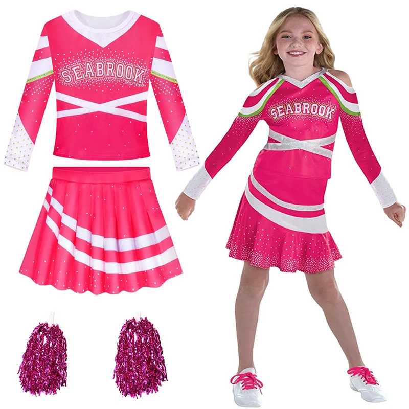 

Костюм для косплея зомби 3 Эддисона Cheer Leader JK, наряд с ручными цветами, костюмы на Хэллоуин для женщин, девочек, детей