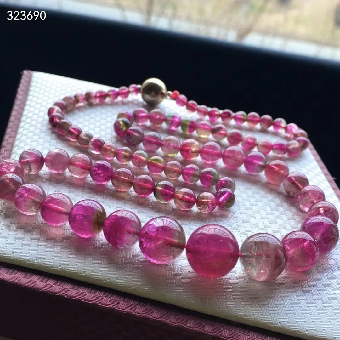 

Natural Red Tourmaline Gemstone Clear Round Beads Necklace 4/12.5mm Women Fashion Jewelry Watermelon Tourmaline AAAAAA