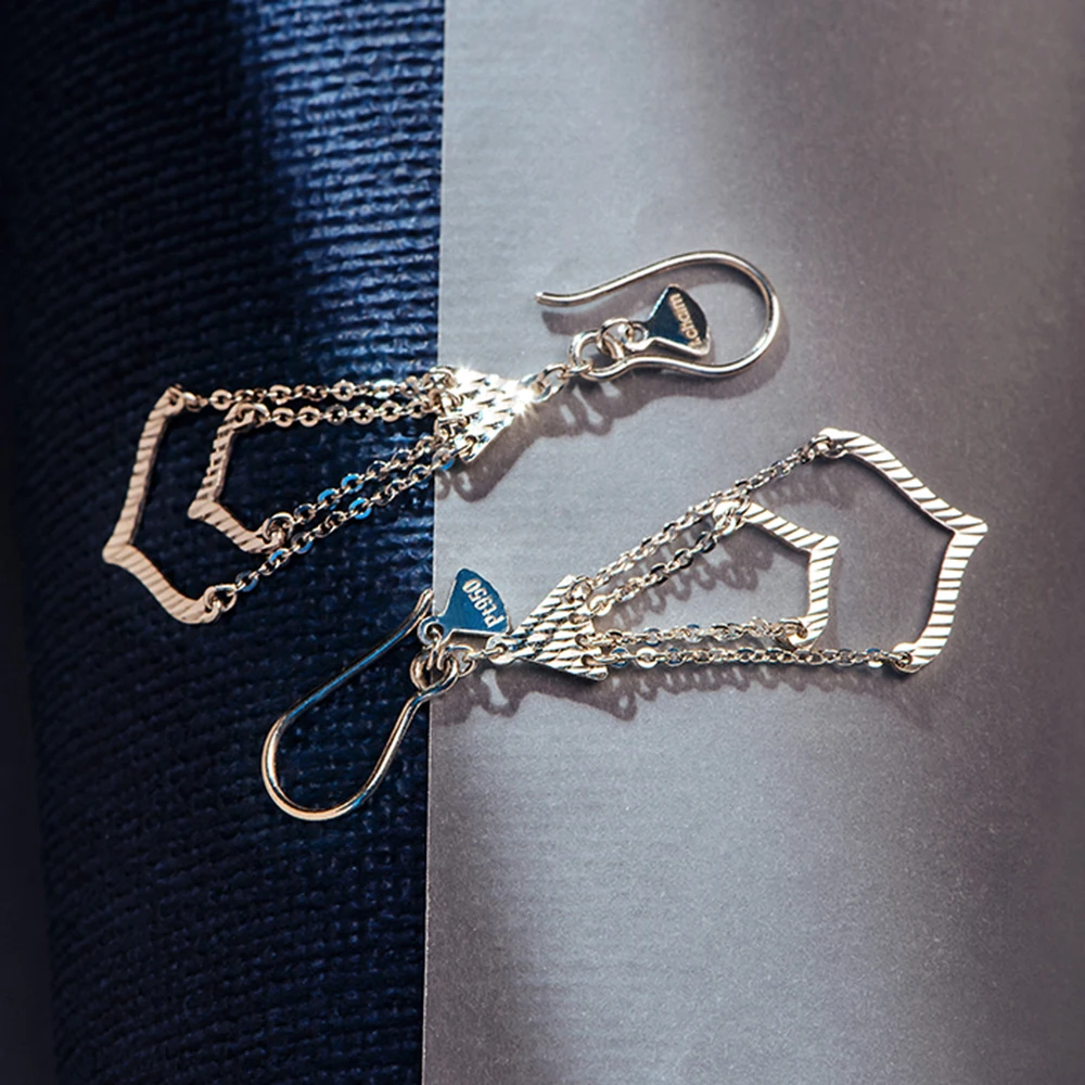 Настоящие твердые женские висячие серьги Pt950 Platinum 950 2 6-2 7 г