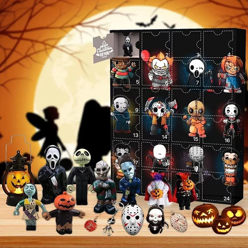 

Halloween Countdown Calendar Box 24pcs Gothic Horror Atmosphere Calendar Toy Box Surprise Gift Box Ritual Unveiling Toy