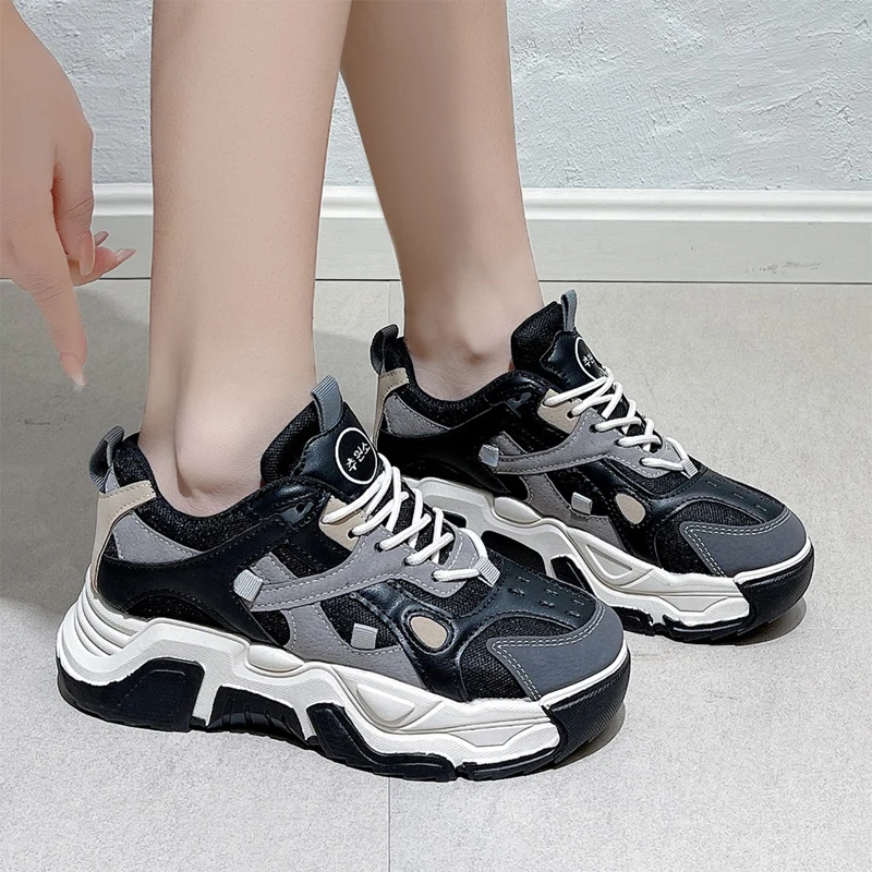 

Women Vulcanized Shoes 2022 Spring Summer Breathable Chunky Sneakers Women Trainers High Quality Sport Casual Shoes Basket Femme