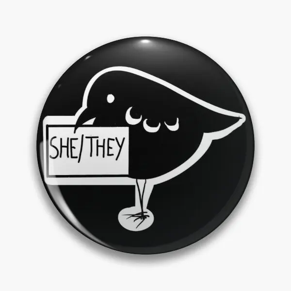 

She They Crow Soft Button Pin Cartoon Gift Lover Metal Lapel Pin Badge Brooch Funny Women Fashion Jewelry Decor Cute Clothes