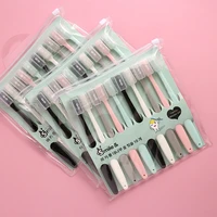 10pcs macaron toothbrush clean adult bamboo charcoal soft toothbrush teeth deep cleaning portable travel dental oral care