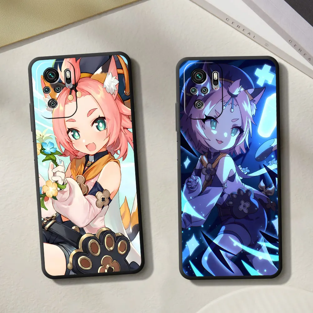 Фото Защитный чехол для Xiaomi Redmi 15C 8 A5 12 6 7A 9C 12C 8A 6A 9 9A 9T 10 10A 10C 10X Genshin Impact Diona, черный чехол из ТПУ для телефона №2