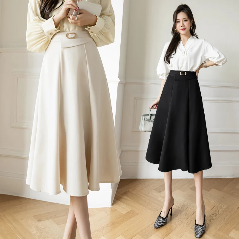 

Niche Commuter Large Swing Skirt 2022 New High Waist Design Skirt OL