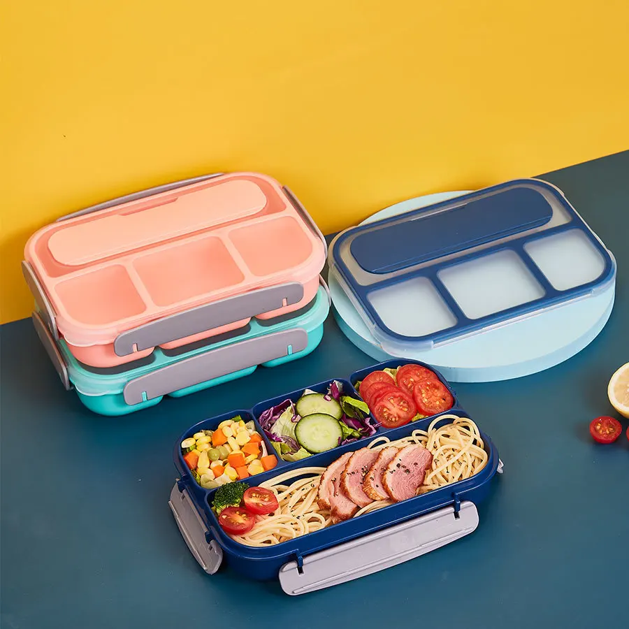 

Compartment Lunch Box With A Spoon Microwavable Tableware Students Adult Lunch Boxes Insulation Keep Fresh Leakproof Storage Box
