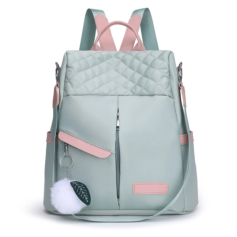 

Casual Oxford Shoulder Bag for Women's Block Color Backpack Large Capacity Waterproof Backpack for Teenage Girls