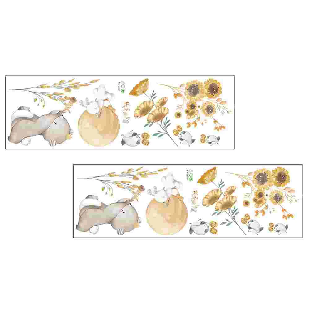 

2Pcs Adorable Cartoon Animal Wall Decor Stickers Indoor Animal Wall Decals