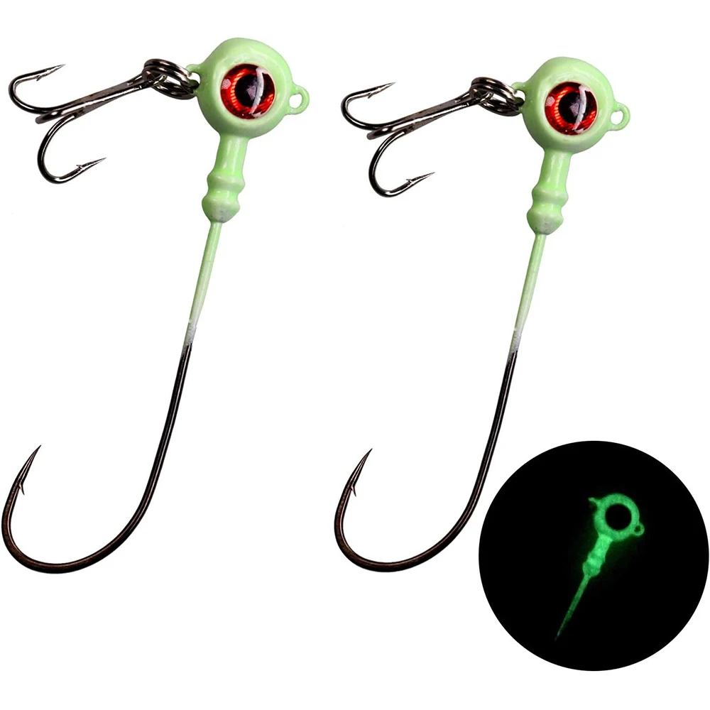 

Jig Heads Fishing Hooks Luminous Artificial Baits Carbon Steel Crank Hooks for Soft Worm Lure Fishing Goods for Sea Bass Perch