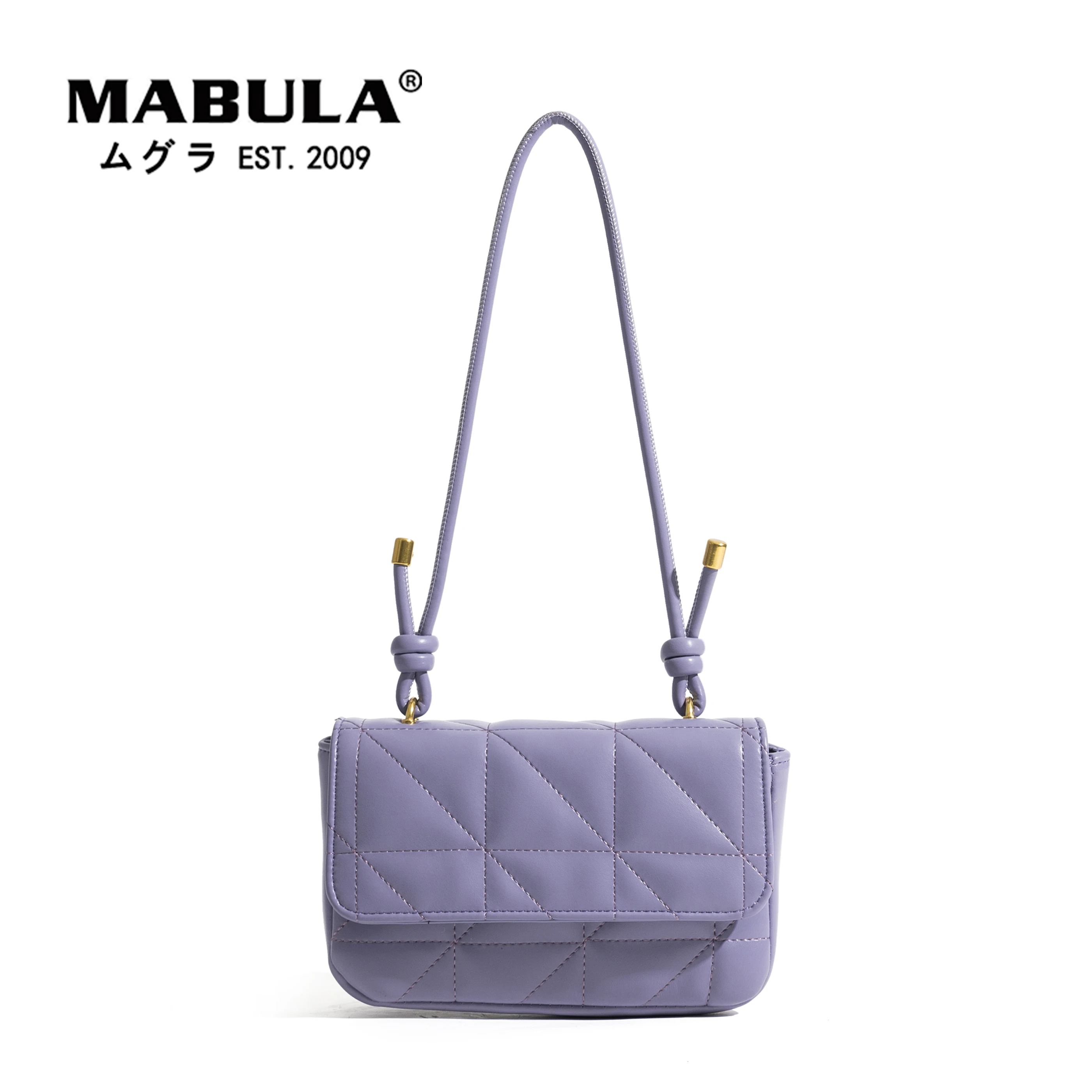 

MABULA Purple Elegant Quilted Leather Tote Handbags Branded Design Square Flap Crossbody Bag for Women Fashion Small Phone Purse
