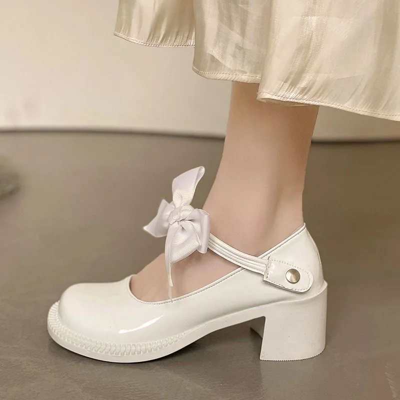 LLUUMIU Mary Jane Chunky Heel Pumps Fashion High Heels Women's 2022 Spring Summer New Korean Style Versatile Closed Toe Sandals
