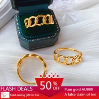 gold chain ring female shenzhen shuibei jewelry boutique hydrogen 3d hard gold 24k pure gold hand jewelry 999 ring wholesales