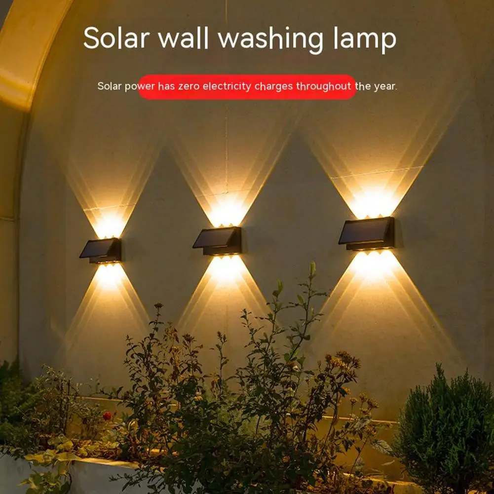 5v 6led Outdoor Up Down Solar Light Spotlight Led Wall Lamp For Villa Courtyard Garden Parks Decor Camping Garden Yard