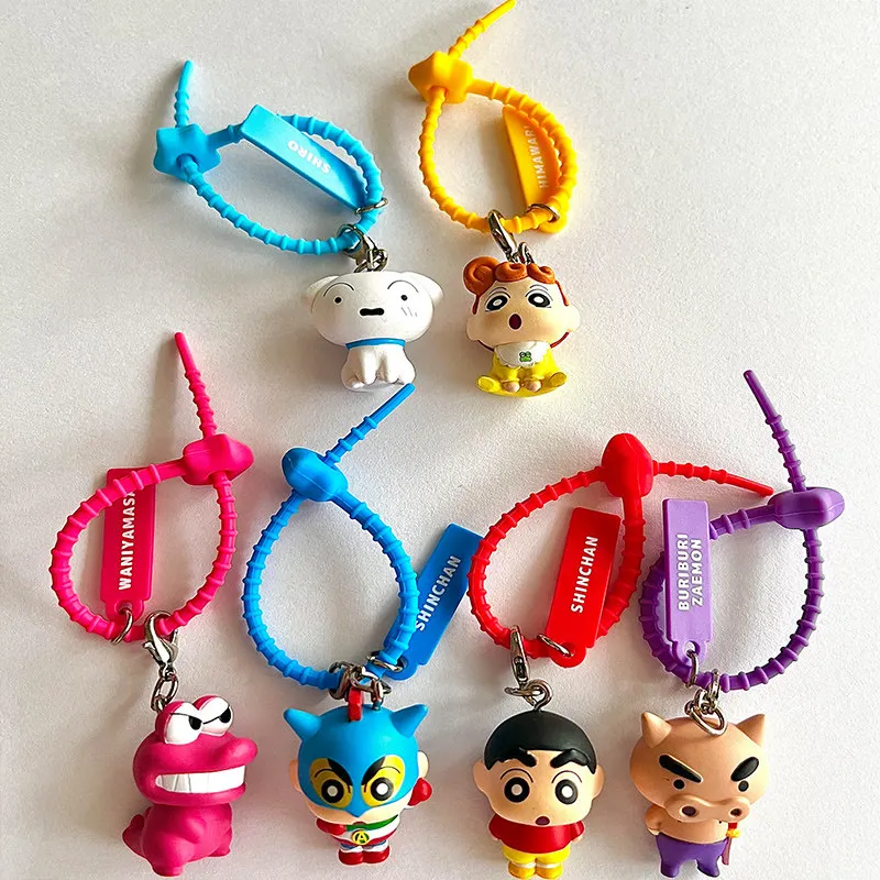 Фото Набор ремешков Bandai Crayon Shin-Chan Gashapon: Широ, Химавари, Экшн-Камен, Горный кабельный зажим. Коллекционная игрушка-подарок. Новинка в наличии. №1