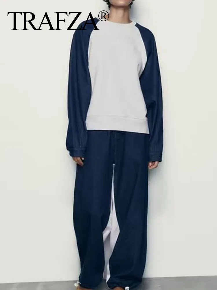 

Женский комплект из пуловера и брюк, с круглым вырезом и длинными рукавами