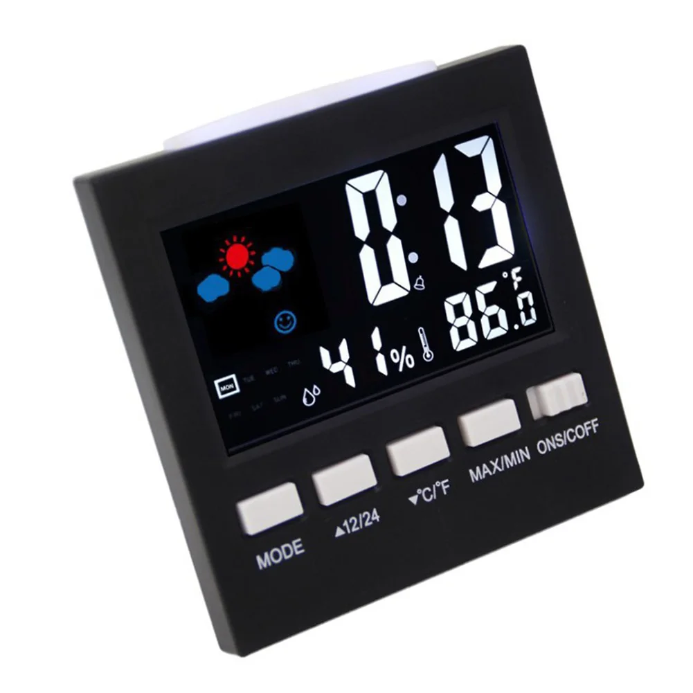 

Car Digital Clock With LCD Time Date In-Car Temperature Car Humidity Display For Outdoor Personal Car Part Decoration