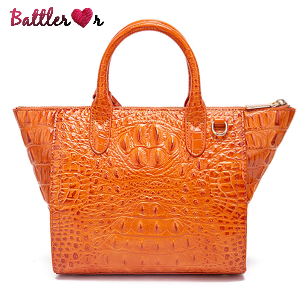 

Genuine Crocodile Leather Top-handle Bags for Women Vintage Luxury Tote Bag Ladies Hand Paint Alligator Shoulder Bag Retro Purse