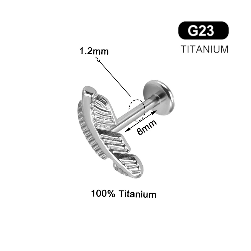 Серьги-гвоздики из титана ASTM F136 G23 для прокола губ внутренней резьбы спирали