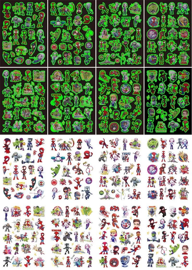 Светящиеся татуировки-наклейки с изображением Человека-паука Диснея милый