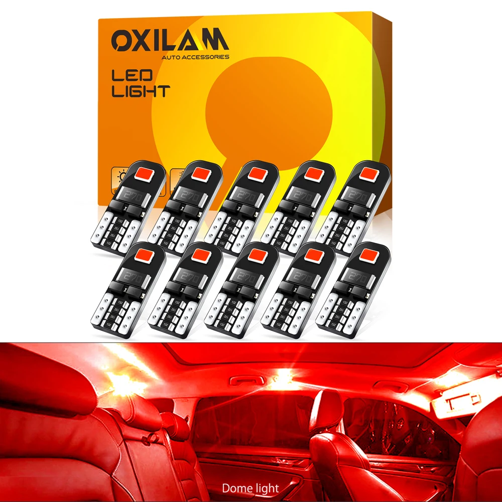 168 лампы OXILAM, 10x, W5W, красные, светодиодные, Canbus T10, 194, для ...