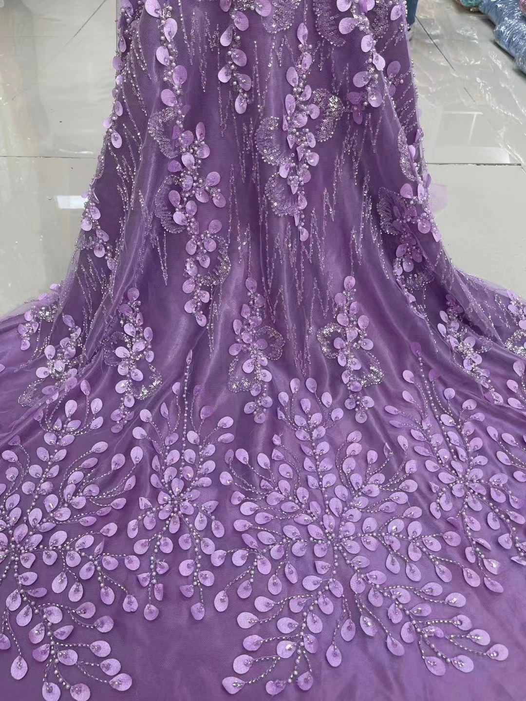 

Новинка 2023, 3D трехмерные блестящие бусины-шипы, блестящая ткань с лазерной вышивкой, Африканское модное женское вечернее платье/5 ярдов