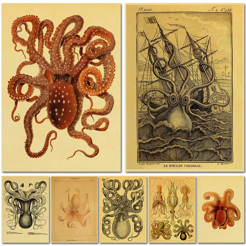 

Octopus Cthulhu Animals Poster Prints and Posters Home Living Bed Room Decor Art Bar Cafe Pictures Frameless Wall Painting
